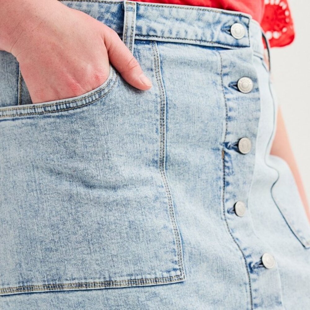 Sonoma Button Fly Midi Denim Jean Skirt 22W - Picture 4 of 11